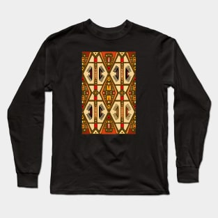 Manjak African Wax Textile Tribal Pattern Earth Colours Long Sleeve T-Shirt